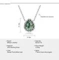Detalle de collar en plata S925 con colgante de gota de ágata de musgo verde - Estilo en forma de pera (NL022779)