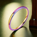 Minimalist titanium steel ring featuring a vibrant purple and blue gradient metallic finish - 27-d-1 Colored Spherical Surface 2mm Thick (refunds And Exchanges Guaranteed If It Fades). / Size 5