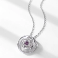 Collar de rosa de plata S925 con alejandrita púrpura y colgante halo brillante - Plata 925 / Alejandrita (4.0mm) Colgante con Cadena