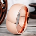 Polished rose gold minimalist wide band ring in stainless steel with a mirror finish - 27-a-3 Rose Gold Sphere 8mm (refunds And Exchanges Guaranteed If It Fades) / Size 7