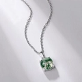 Natural moss agate pendant on S925 sterling silver chain with elegant claw setting - Necklace (With Chain) / 925 Silver