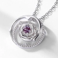 Collar de plata S925 con colgante de rosa, piedra alejandrita púrpura y halo de cristales - Plata 925 / Alejandrita (4.0mm) Colgante Solo (Sin Cadena)