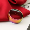 Polished rainbow titanium steel wide band ring on red silk fabric background - 27-a-4 Colored Spherical Surface 8mm (refundable And Exchangeable If Faded) / Size 7