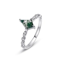 Kite-cut moss agate ring in S925 silver with a twisted band and sparkling accents - Water Grass Agate (Kite 6x9mm)