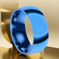Polished wide blue band ring in minimalist stainless steel with high glossy finish - 27-a-2 Blue Spherical Surface 8mm (refundable And Exchangeable If Faded) / Size 7
