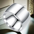 Polished silver titanium steel wide band ring with a minimalist mirror finish - 26-a-2 Steel Color 12mm / Size 7