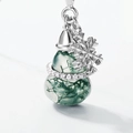 Natural moss agate gourd pendant with S925 silver snowflake charm and zircon stones - Snowflake Gourd Pendant Only (Without Chain) (PD022514)