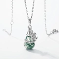 S925 silver snowman necklace with natural green moss agate and snowflake charm - Snowflake Gourd Pendant With Chain (PD022514)