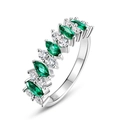 Elegant S925 silver ring featuring marquise emerald green stones and white diamonds - US 6# / Silver
