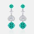 Eleganti orecchini pendenti in argento S925 con pietre preziose verde smeraldo - Argento 925 / Paraiba coltivato in laboratorio