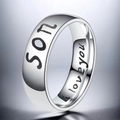 Minimalist 8mm silver stainless steel ring for men with SON and I Love You engraving - US 10 / Silver Son Style (11-B-4)