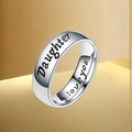 Silver stainless steel ring with 'Daughter' and 'I love you' engraving in 8mm band - US 10 / Silver Daughter Style (11-B-5)