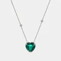Minimalist S925 silver heart necklace featuring a green emerald and sparkling accents - 925 Silver / Lab-Grown Emerald (Heart 9*9mm)