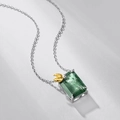 Collana elegante in argento S925 con pendente in agata verde e charm a coccinella dorata - Argento 925 / Argento e Oro