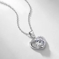 Collana a cuore in argento S925 con una grande pietra centrale in zirconia tonda - Argento 925 / Collana Cuore Argento (Zirconia)