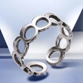 Macro detail of S925 sterling silver adjustable ring with hollow chain link design - Hollow Ring Chain Design (2-D-3 Laser C)