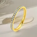 Elegant gold-plated eternity ring featuring half-row of sparkling pavé crystals - US 5 / Half Row Pave Style (36-B-1) / Gold