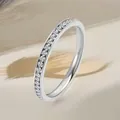 Minimalist silver stainless steel ring with micro-paved cubic zirconia stones - US 5 / Half Row Pave Style (36-B-2) / Steel