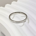 Minimalist silver rhombus titanium steel ring with sparkling pave cubic zirconia - US 7 / Clay Rhinestone Ring / Silver