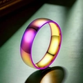 Elegante anello in acciaio inossidabile con sfumatura di colore viola e oro - US 5 / 6mm di Larghezza / Colorato
