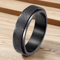 Modern minimalist wide black stainless steel spinning ring with frosted sandblasted finish - US 6 / Black Sand Spinner