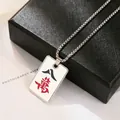 Mahjong theme necklace featuring silver stainless steel 80000 pendant on black gift box - 8 Myriad Mahjong Style