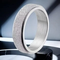 Mens silver rotating chain ring with matte sandblasted finish for opening beer bottles - US 6 / Spinner Sandblast Steel