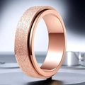 Rotatable stainless steel chain ring for men in elegant rose gold sandblasted finish - US 6 / Rotatable Frosted Rose Gold