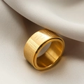 Golden wide stainless steel spinning ring with engraved Buddhist Heart Sutra scriptures - US 5 / Gold Heart Sutra Buddhist Symbol