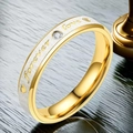 Bague bicolore or et argent en acier inoxydable avec gravure Forever Love et zircon - 22-c-6 Boucles D'oreilles Strass Mat « Amour D'une Vie » Pour Femmes 4 Mm (remboursements Et Échanges Garantis En Cas De Décoloration) / Taille 7