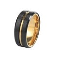 Bague rotative en acier inoxydable pour homme avec fini brossé noir et bande dorée - US 10