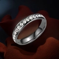 Polished silver titanium steel eternity ring with shimmering pavé cubic zirconia - US 6 / Half Row Rhinestones (18-D-2) / Black