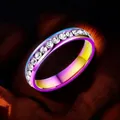 Rainbow plated stainless steel eternity ring with shimmering cubic zirconia inlay - 18-d-4 Color 4mm Single Row Drill / Size 7