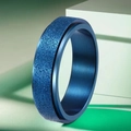 Deep blue rotatable stainless steel stress relief ring with glittery frosted finish - Size 13 / Sandblasted Spinner Style (20-E-5) / Matte Blue