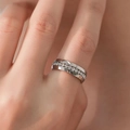Sleek silver stainless steel ring with channel-set white cubic zirconia stones - 8-b-4 6mm Steel-colored Beaded Ring (never Fades) / Size 7