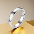 Polished stainless steel ring on reflective gold surface showcasing luxury metallic luster - US 7 / 4mm / Steel Silver (27-E-4)