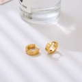 Minimalist wide gold stainless steel huggie hoop earrings for men with matte finish - Gold