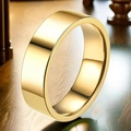 Elegante anello in acciaio inossidabile placcato oro 18K con finitura a specchio - Taglia 6 / 6mm di Larghezza / Oro