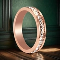 Macro shot of rose gold titanium steel ring with sparkling clear zircon inlay - US 5 / Single Row Square Rhinestone (Rose Gold)