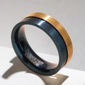 Slim tungsten carbide ring with brushed gold exterior and polished black inner band - Gold & Black