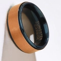 Industrial style tungsten carbide ring in brushed bronze with a polished black interior - Bronze & Black (10-D-3)