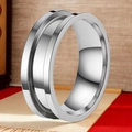 Anello da uomo in acciaio al titanio argento lucido con scanalatura per gioielli DIY - US 7 / Color Acciaio