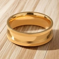 Polished gold titanium steel ring with smooth mirror finish for men's fashion jewelry - Rose Gold