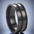 Men's black brushed stainless steel ring blank with U-shaped groove for DIY inlay crafts - US 7 / Black