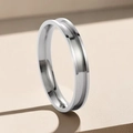 Anello in acciaio inossidabile argento spazzolato con scanalatura per creazioni DIY - US 6 / Colore Acciaio 4mm (Base per Resina)