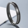 Anello in acciaio al titanio grigio scuro con scanalatura per gioielli fai da te - US 6 / Nero 4mm (Base per Resina)