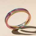 Anello minimalista in acciaio al titanio arcobaleno con finitura metallica vibrante - US 7 / Multicolore 4mm (Base per Resina)