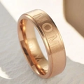 Rose gold stainless steel MOM ring with brushed finish and inner LOVE engraving - Size 5 / MOM Style / Rose Gold