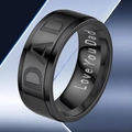 Anillo de hombre en acero de titanio negro con grabado DAD y acabado de metal cepillado - US 5 / Negro