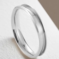 Silver brushed stainless steel ring blank with deep center groove for DIY inlay - US 6 / 4mm Grooved Style / Steel